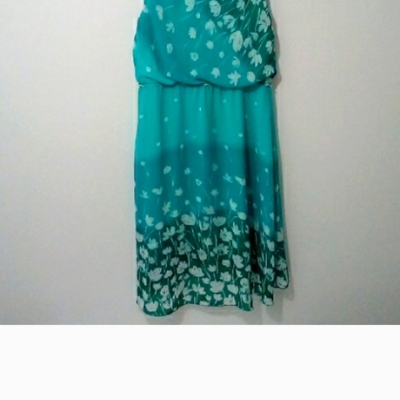 Dress Barn turquoise ombre floralhi-lo hem midi dress - Picture 5 of 6